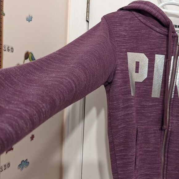 PINK Purple heather hoodie with front decor size Small @L - Picture 9 of 9